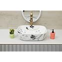 Hisre Ceramic Tabletop Washbasin/Tabletop Marble Basin/Countertop Basin for Living Room/Bathroom Sink (18 x 13 x 5.5 Inch)