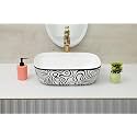Hisre Ceramic Tabletop Washbasin/Tabletop Marble Basin/Countertop Basin for Living Room/Bathroom Sink (18 x 13 x 5.5 Inch)