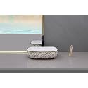 Hisre Ceramic Tabletop Washbasin/Tabletop Marble Basin/Countertop Basin for Living Room/Bathroom Sink (18 x 13 x 5.5 Inch)