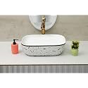 Hisre Ceramic Tabletop Washbasin/Tabletop Marble Basin/Countertop Basin for Living Room/Bathroom Sink (18 x 13 x 5.5 Inch)
