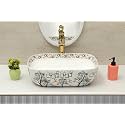 Hisre Ceramic Tabletop Washbasin/Tabletop Marble Basin/Countertop Basin for Living Room/Bathroom Sink (18 x 13 x 5.5 Inch)