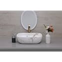 Hisre Ceramic Tabletop Washbasin/Tabletop Marble Basin/Countertop Basin for Living Room/Bathroom Sink (18 x 13 x 5.5 Inch)