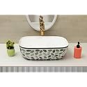 Hisre Ceramic Tabletop Washbasin/Tabletop Marble Basin/Countertop Basin for Living Room/Bathroom Sink (18 x 13 x 5.5 Inch)