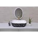 Hisre Ceramic Tabletop Washbasin/Tabletop Marble Basin/Countertop Basin for Living Room/Bathroom Sink (18 x 13 x 5.5 Inch)