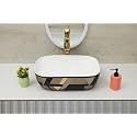 Hisre Ceramic Tabletop Washbasin/Tabletop Marble Basin/Countertop Basin for Living Room/Bathroom Sink (18 x 13 x 5.5 Inch)