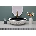 Hisre Ceramic Tabletop Washbasin(18 x 13 x 5.5 Inch) (Black &amp; White)