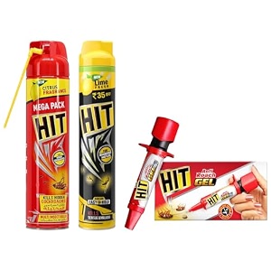 hit crawling insect killer 700ml amp hit anti roach gel 20g amp hit flying insect killer - mosquito amp fly killer spray 400ml  lime fragrance  instant kill  protection from dengue amp malaria
