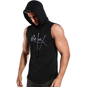 Relax Polyster Gym Sports Hood T-Shirt for
