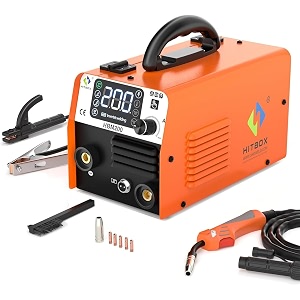 hitbox mig welder machine 3 in 1 200a multifunction gaslesslift tigstick welding machine 220v portable synergic control flux core welder wire feed igbt inverter welders with lcd displayhbm200