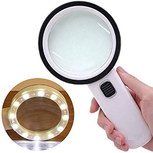 reading magnifier glasses with 12 led 45x with handle for book and newspaper reading insect and hobby observation classroom science 45x handheld magnifier glass mglass - 45x