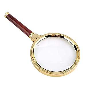reading magnifier loupe glasses 10x with rosewood handle for book and newspaper reading insect and hobby observation classroom science 10x handheld magnifier glass mglass - 10x