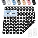 HITSLAM Shower Mat Non Slip, 21x21 Inch TPE Bath Mat, 2 Hooks, Black