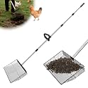 Metal Chicken Poop Scooper, Large Chicken Coop Scoop with 38" to 77" Adjustable Stainless Steel Handle, Litter Sifting Shovel Chicken Coop Scooper for Sand, Pet, Chicken, Cat (15 inch)