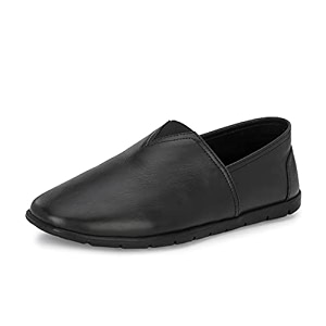 HITZ Mens Black Leather Slip On Casual