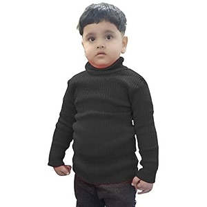 hyneck sweater baby casual winter full sleeve kids high neck for baby boys and baby girls skivvyskeeveskivi sweater set black color 1 years - 2 years