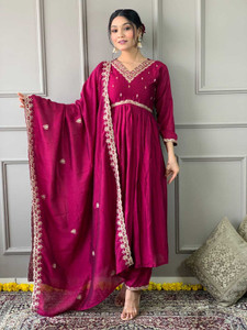 hiyan Solid Anarkali Kurta Bottom Dupatta