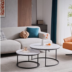 HJhomheart 2 Sets of Nesting Tables Round