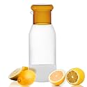 hjn Glass Pitcher Glass Water Carafe with Cup Lid, Fridge Water Jug Cold or Hot Beverages, Iced Tea, Milk, Juice 830ml/28oz & clear cup lid (Glass Pitcher-Yellow cup lid)