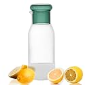hjn Glass Pitcher Water Carafe with Cup Lid, Fridge Water Jug Cold or Hot Beverages, Iced Tea, Milk, Juice 830ml/28oz & clear cup lid (Glass Pitcher-Green cup lid)