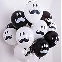 HK balloons 30Pcs Printed Rubber Balloons (Black &amp; White Mustache Printed Balloons)