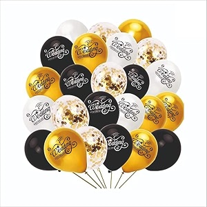 HK balloons 50Pcs Golden White Black Anniversary