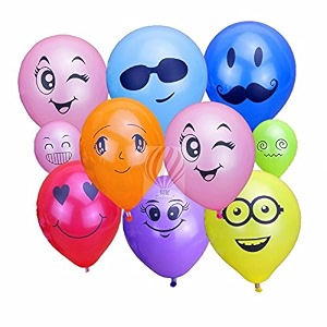 hk balloons rubber emoji smiley face expression balloons for kids birthday decorations return giftsmulticolor pack of 30