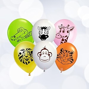 hk balloons rubber hk jungle theme balloons - 30pcs assorted animal print multi color balloons for animal theme birthday party supplies