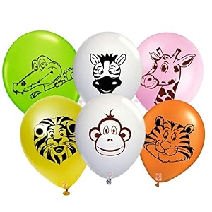 hk balloons rubber pack of 60 jungle safari theme balloons for animal theme birthday party supplies - multicolor for jungle animal themed birthday decoration