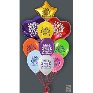 hk balloons get well soon printed balloon boquet - pack of 11 multicolor material foil multicolor