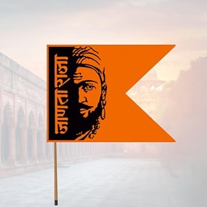 hk balloons jai shree shivaji maharaj printed flag for shiv jayanti inauguration and festival decoration printed flag decorationfor proud to be a maharashtriyan to install it at home 36  40inch