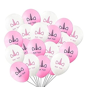 hk balloons rubber pack of 30 unicorn birthday balloons party decorations 10 inches balloons for party supplies favor unicorn themed -2 - pink amp white pack of 30