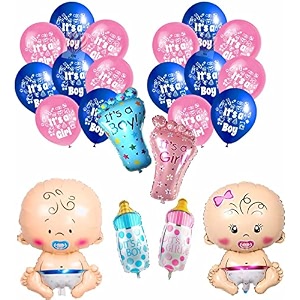 hk balloons pack of 36 printed baby showerrubber balloons combo for baby girl or boy arrival decorations baby shower party decoration items balloon multicolor pack of 36