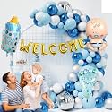HK Balloons Pack of 46 Welcome Baby Decoration Items Combo For Baby Boy Decorations For Home Naming Ceremony Decoration Kit Prince Baby Party Decoration Set