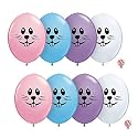 HK balloons Printed Bunny Face Birthday Decoration Rubber Balloons (Bunny Face Printed Balloons) (Pack Of 30) Multicolor