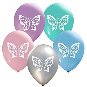 hk balloons rubber butterfly printed pack of 30 - party animal birthday sky nature themed for parties or any other event