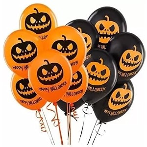 hk balloons rubber 50pcs black orange red halloween decorations items for printed balloons themed pumpkin balloons black orange balloons set for halloween celebration party decoration balloons