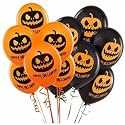 HK balloons Rubber 50Pcs Black Orange Red Halloween Decorations Items For Printed Balloons Themed Pumpkin Balloons Black Orange Balloons Set For Halloween Celebration Party Decoration Balloons