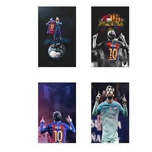hk prints lionel messi set of 4 combo poster for room 12x18-inch waterproof rolled - multicolour-f-1