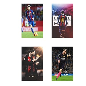 hk prints lionel messi set of 4 combo flex poster for room 18x24-inch waterproof rolled - multicolour-f-5