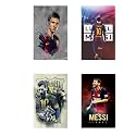 HK PRINTS Lionel Messi Set of 4 Combo Poster for Room (12x18-inch, Waterproof, Rolled) - Multicolour-F-8