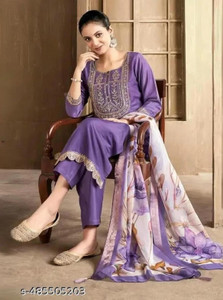 HKBD Fab Embroidered Kurta Salwar Dupatta