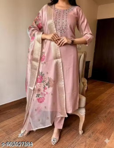 HKBD Fab Embroidered Kurta Salwar Dupatta