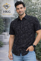 HKG Men Floral Print Casual Black Shirt