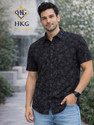 HKG Men Floral Print Casual Black Shirt
