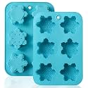 HKNMTT Snowflake Christmas Silicone Mold 12 Cavity 6 Shapes for Holiday Soap Chocolate Cocoa Bomb Ice Candy Oreo Covered Jello Xmas Winter Wax, Oven Safe Baking Frozen Moulds DIY Candle Craft Set