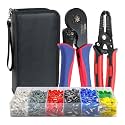 HKS Ferrule Crimping Tool Kit - Hexagonal Ferrule Crimper Plier (AWG 23-7) with Wire Stripper &amp; 1900pcs Wire End-Sleeves Terminals Kit