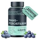 HMS Nutrition Trans‑Pterostilbene 200 mg — High Bioavailability Antioxidant for Healthy Aging, Cellular, Brain & Heart Support — Vegan, Non‑GMO, Soy‑Free, Gluten‑Free, 120 Capsules (120 Day Supply)