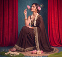 HNC Retail Printed Bollywood Lycra Blend, Chiffon Saree