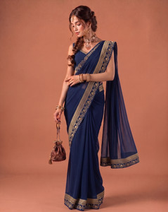 hnc retail solidplain bollywood lycra blend chiffon saree