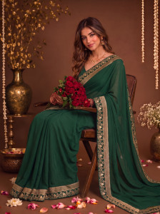 hnc retail printed bollywood lycra blend chiffon saree